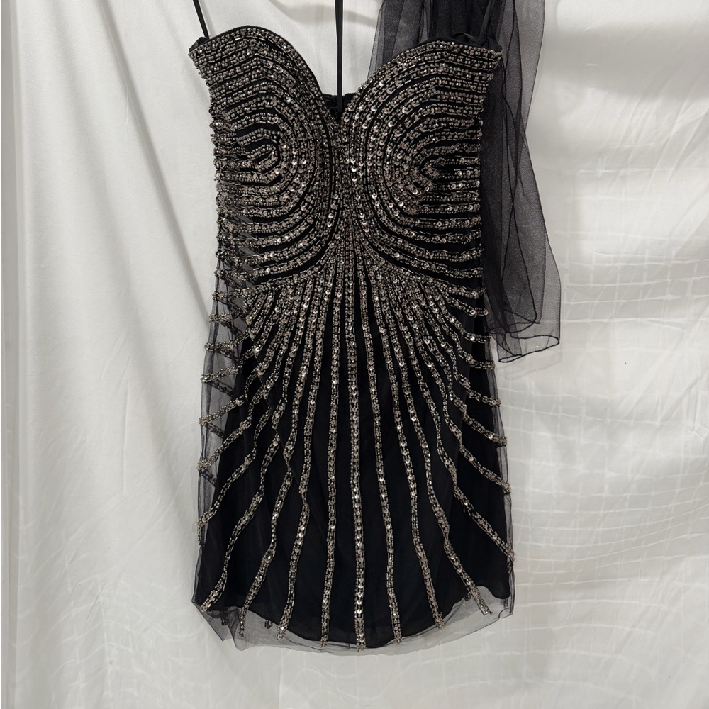Pronovias Black Strapless Dress with Silver - Atos style 48- Beading size 4 - Picture 2 of 15